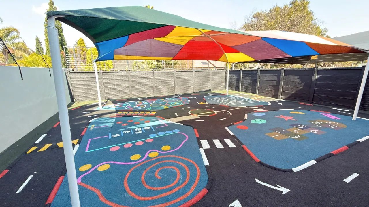 The colourful movement and sensory court at Lions Heart Sentrum